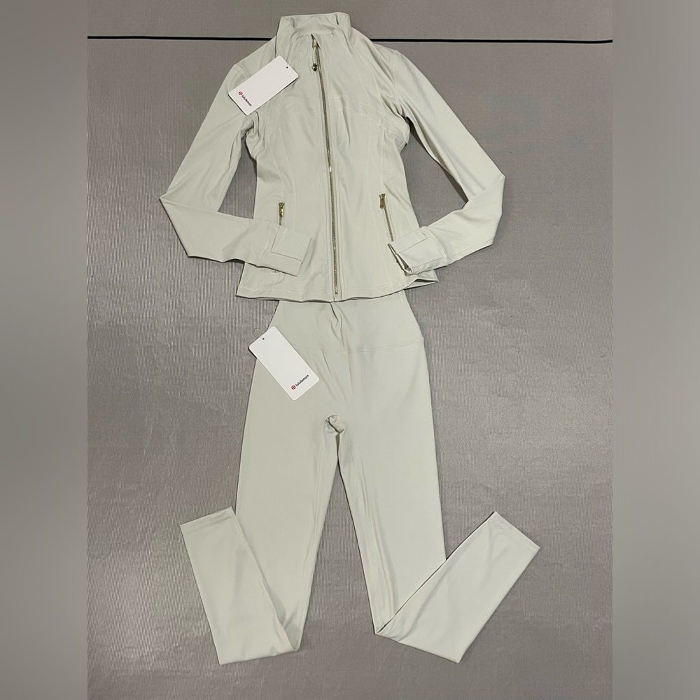 lululemon athletica Off-White Bomber Jacket and Leggings Set